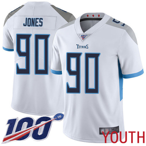 Tennessee Titans Limited White Youth DaQuan Jones Road Jersey NFL Football #90 100th Season Vapor Untouchable->youth nfl jersey->Youth Jersey
